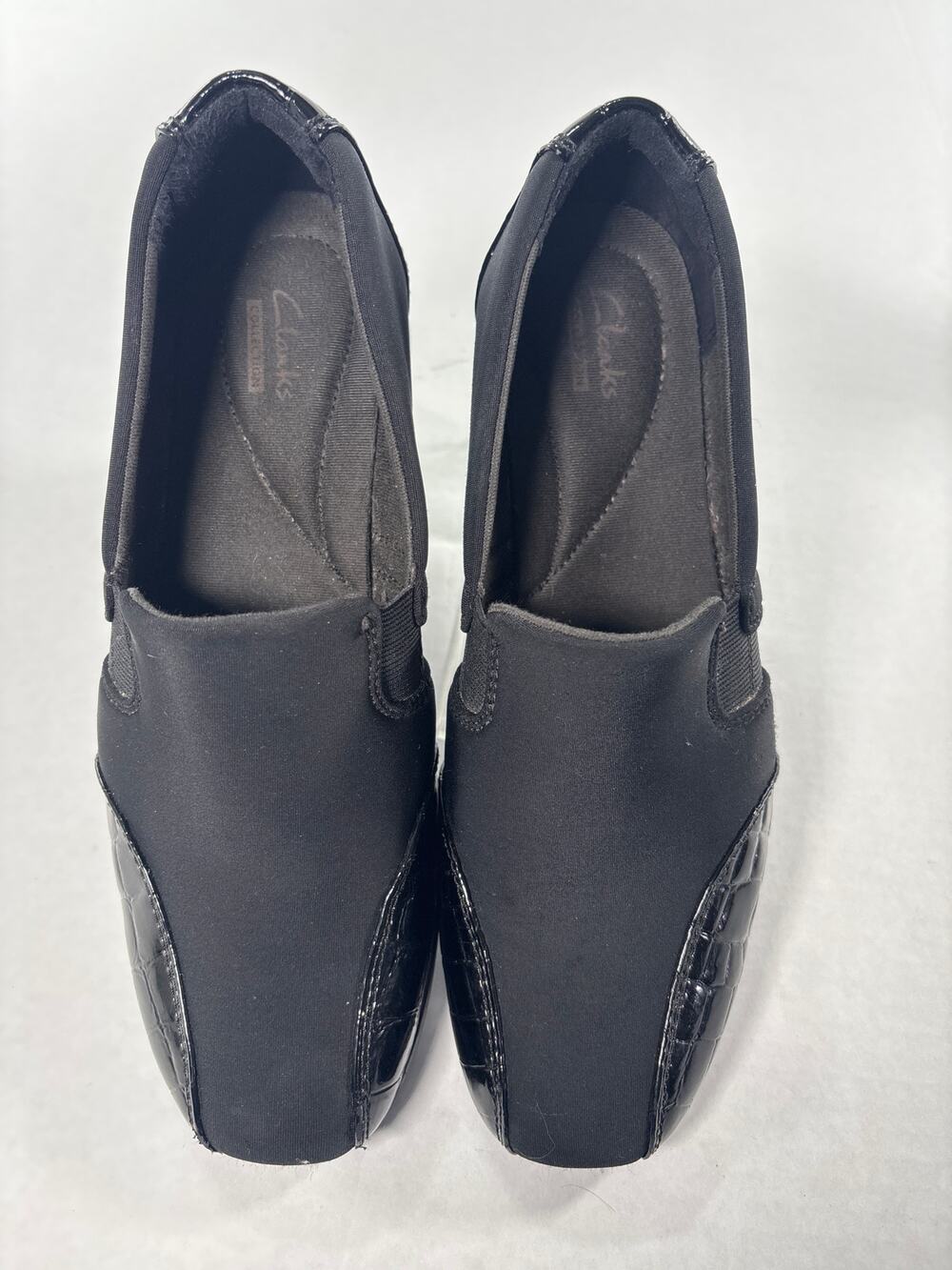 Clarks Collection Black Patent Alligator Slip-On Shoes